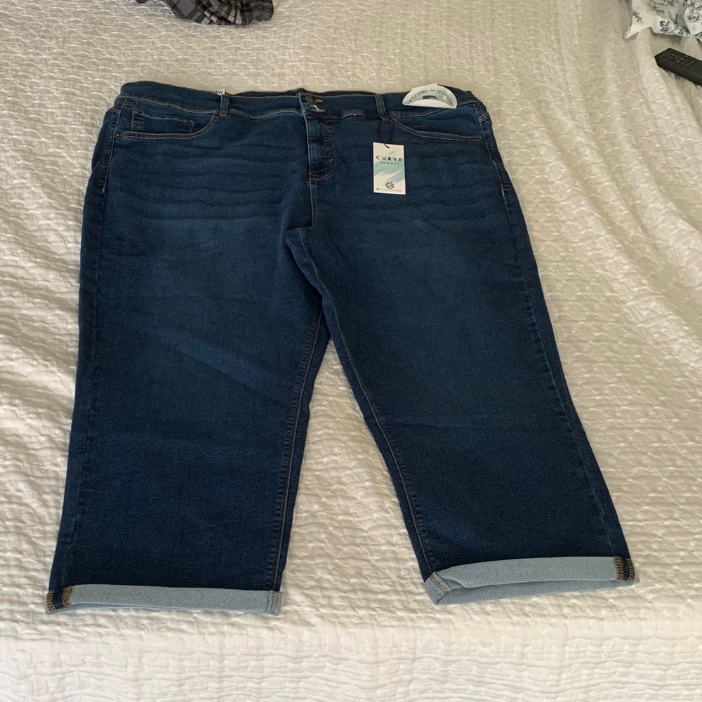 Curve Appeal Tummy Tucking Classic Dark Blue Cropped Jeans size 24W NWT